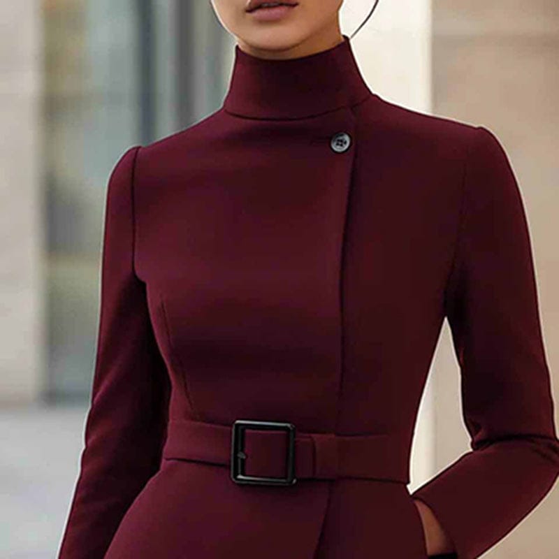 Elegant High Waist Belted Midi Dress - Stylish and Versatile Fashion Essential - Image 3