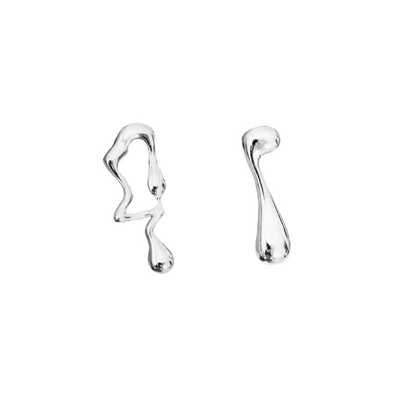 Women’s Silver Round Geometric Earrings – Minimalist Stud Style - Image 2