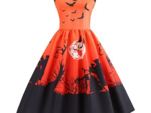 Halloween Print Big Dress for Spooky Celebrations – Perfect Halloween Big Dress