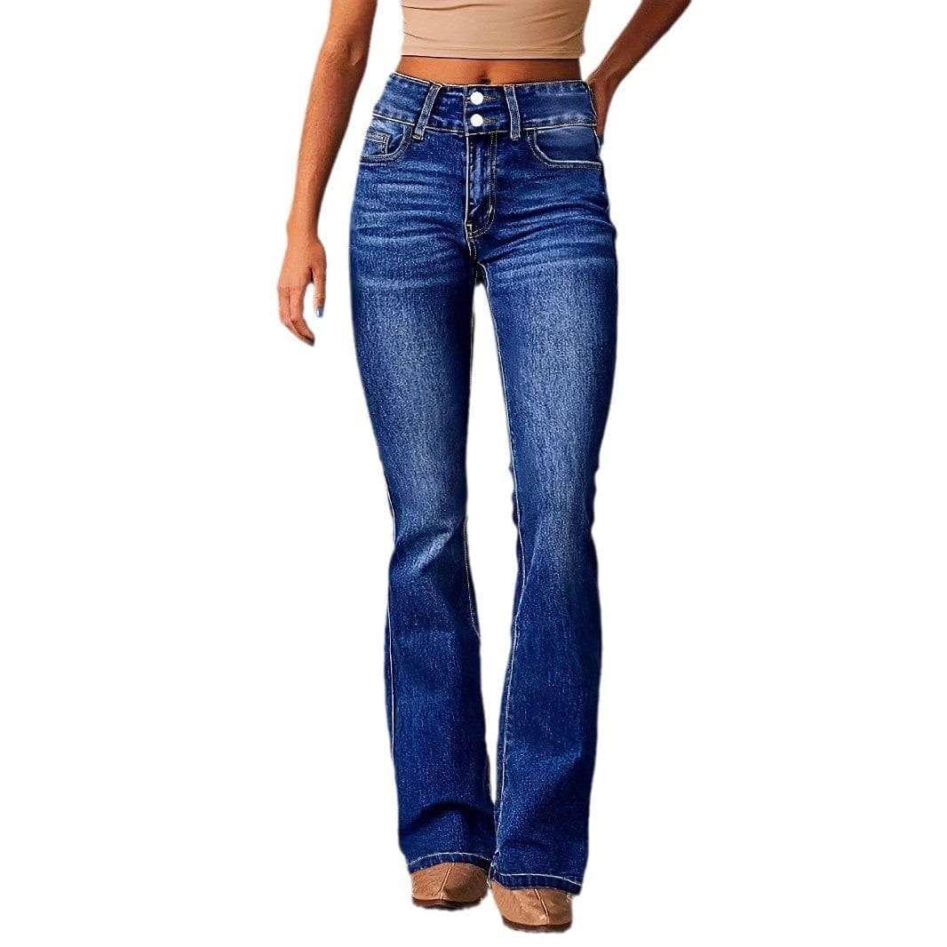 Women’s Distressed Bootcut Jeans – Mid-Waist Street Style Denim - Image 3