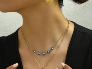 Stainless Steel Resin Necklace and Earrings Jewelry Set