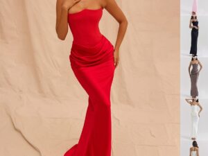 Women’s Tube Top Evening Gown – Sleeveless Long Sexy Dress