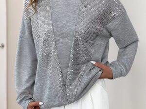Sequin Sweatshirt for Stylish Comfort with Round Neck and Dropped Shoulders