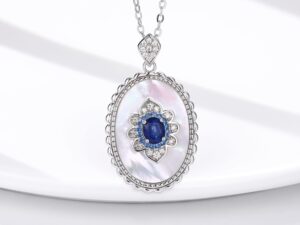 Sapphire Diamond Pendant 925 Sterling Silver Party Wedding Pendants Chain Necklace For Women Charm Jewelry