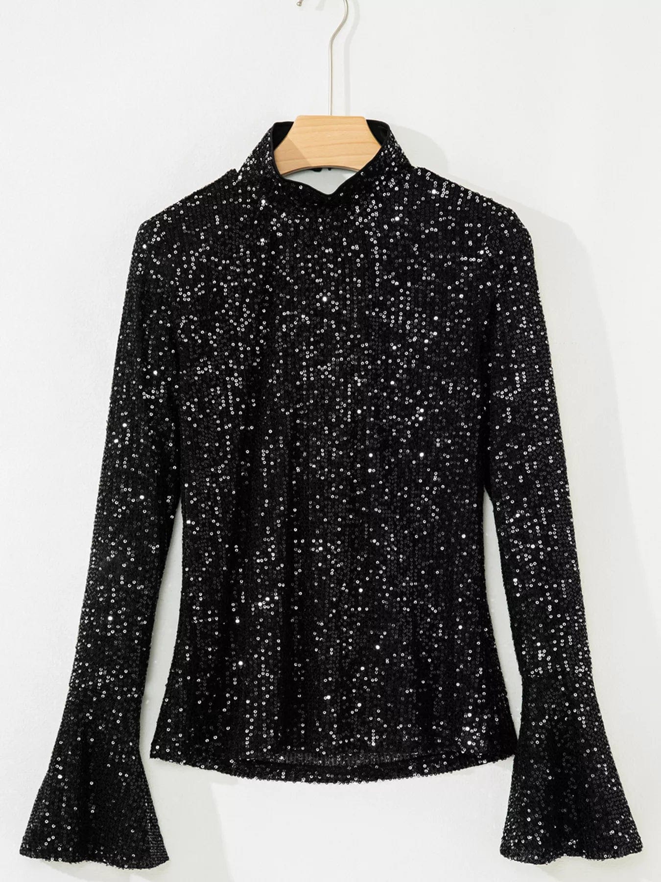 Sequin Open Back Bell Sleeve Top - Image 5