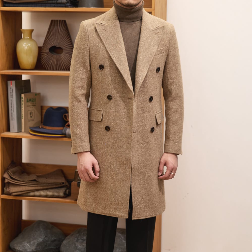 Brown Warm Wool Double Breasted Slim Jacket - Image 4