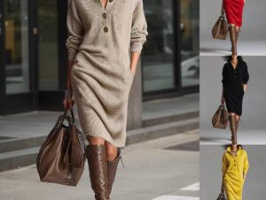 Fashion Sweater Dress: Warm Long-Sleeved Stylish Comfort
