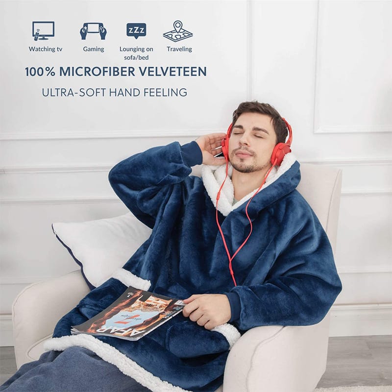 Winter TV Hoodie Blanket Winter Warm Home Clothes Women Men Oversized Pullover With Pockets - Image 3