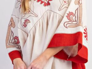 Printed V-Neck Top with Contrast Trim Details for Stylish Women