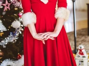 Faux Fur Trim Christmas Dress - Festive Holiday Style for Every Celebration