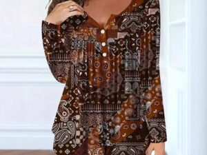 Buttoned V-neck Top for Effortless Style and Comfort
