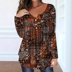 Buttoned V-neck Top for Effortless Style and Comfort