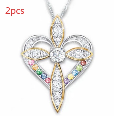 Love Heart Shaped Cross Necklace | Electroplated Alloy Clavicle Chain - Image 7