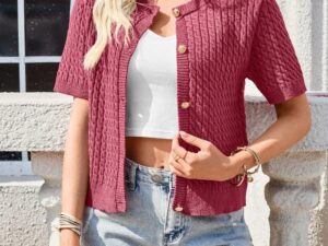 Button Up Short Sleeve Cardigan for Stylish Comfort