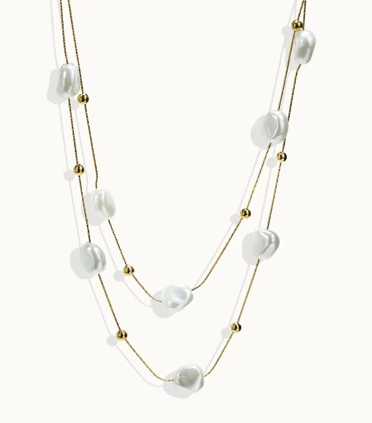 18K Gold Plated Pearl Necklace | Minimalist Jewelry with Elegant Studs - Image 2