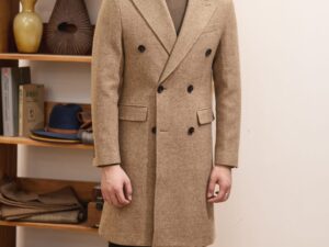 Brown Warm Wool Double Breasted Slim Jacket