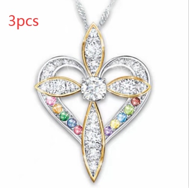Love Heart Shaped Cross Necklace | Electroplated Alloy Clavicle Chain - Image 10