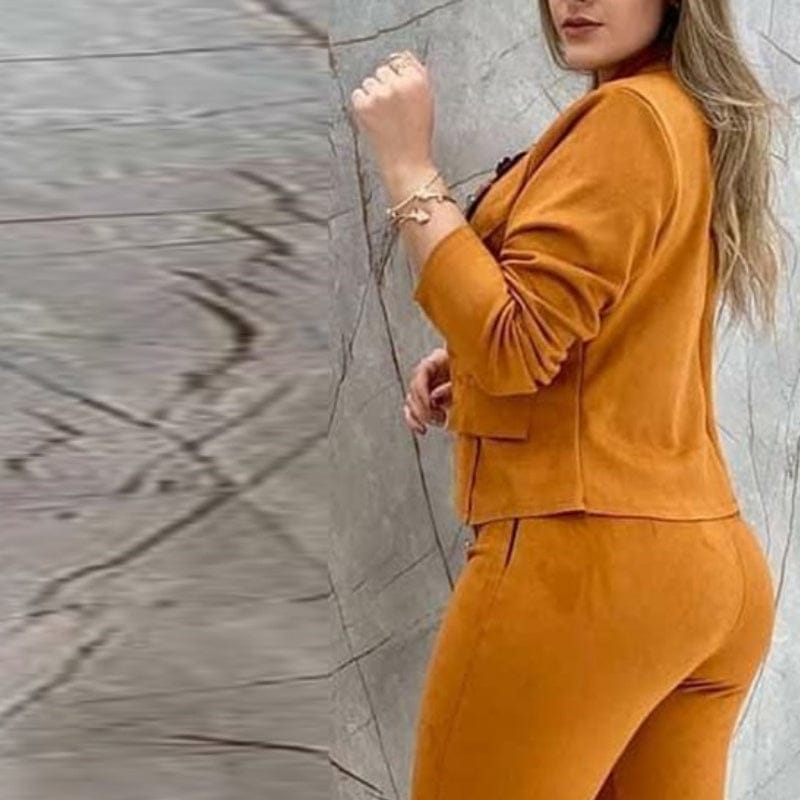 Women’s Yellow Two-Piece Set | Casual Jacket & Trousers Outfit - Image 2