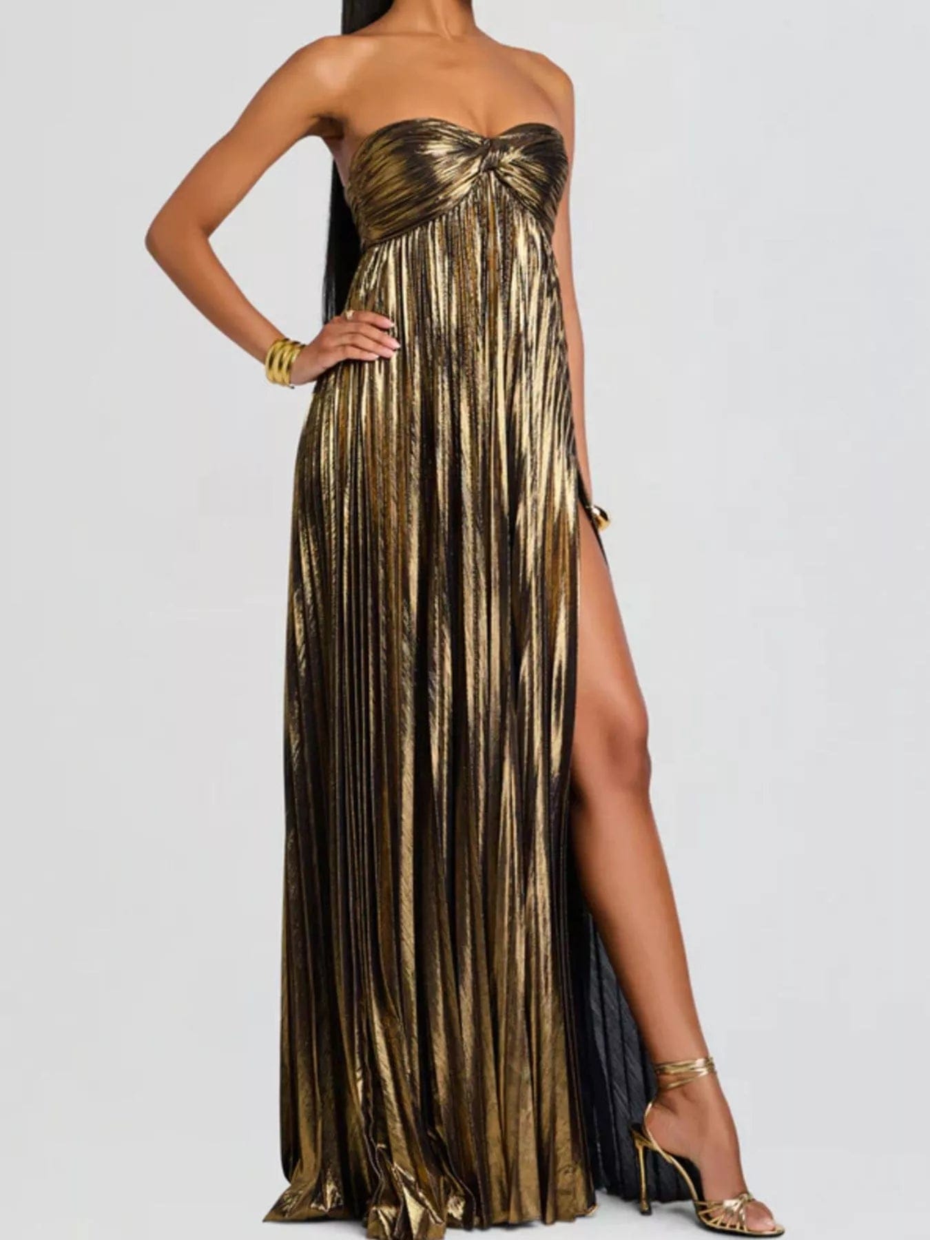 Split Sweetheart Neck Maxi Dress with Elegant Split Design - Image 3
