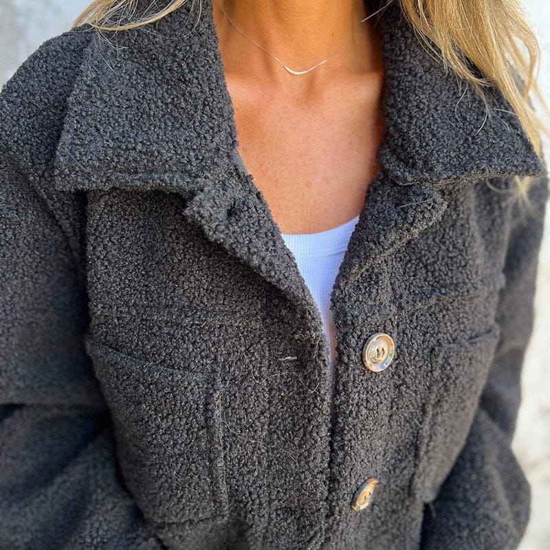Plus Size Sherpa Jacket for Women – Solid Color Long Sleeve Style - Image 5