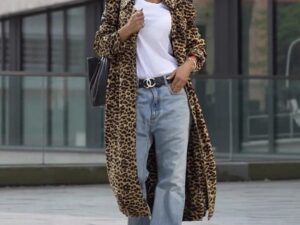 Leopard Print Women's Coat with Large Lapel for Stylish Comfort