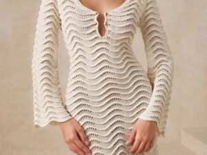 Wave Crochet Maxi Dress - Openwork Knit Style