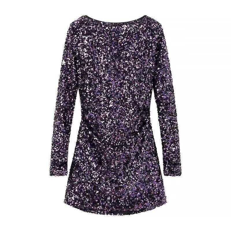Purple Sequin Mini Dress for the Perfect Party Night Look - Image 4