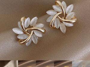 Opal Sunflower Stud Earrings | Silver Needle Cute Earrings