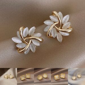 Opal Sunflower Stud Earrings | Silver Needle Cute Earrings
