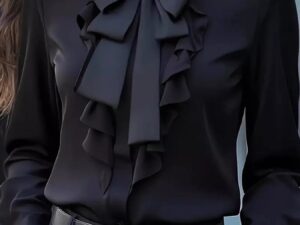 Ruffled Tie Front Blouse: Effortless Style and Elegance with Long Sleeves