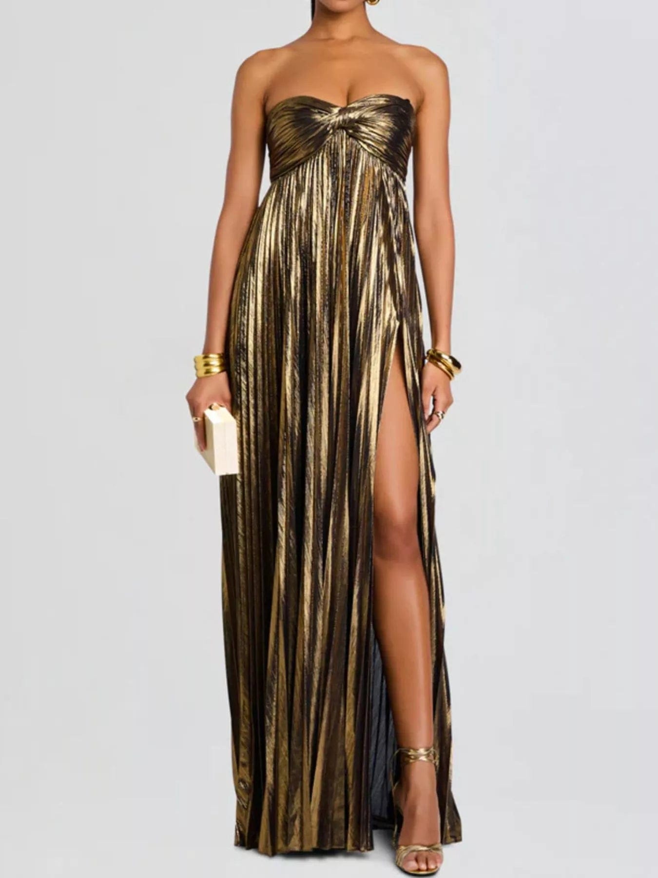 Split Sweetheart Neck Maxi Dress with Elegant Split Design