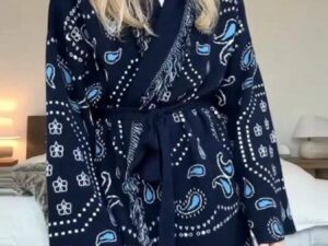 Printed Fringe Cardigan for Chic Layering with Long Sleeves