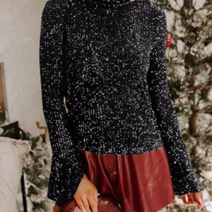 Sequin Open Back Bell Sleeve Top