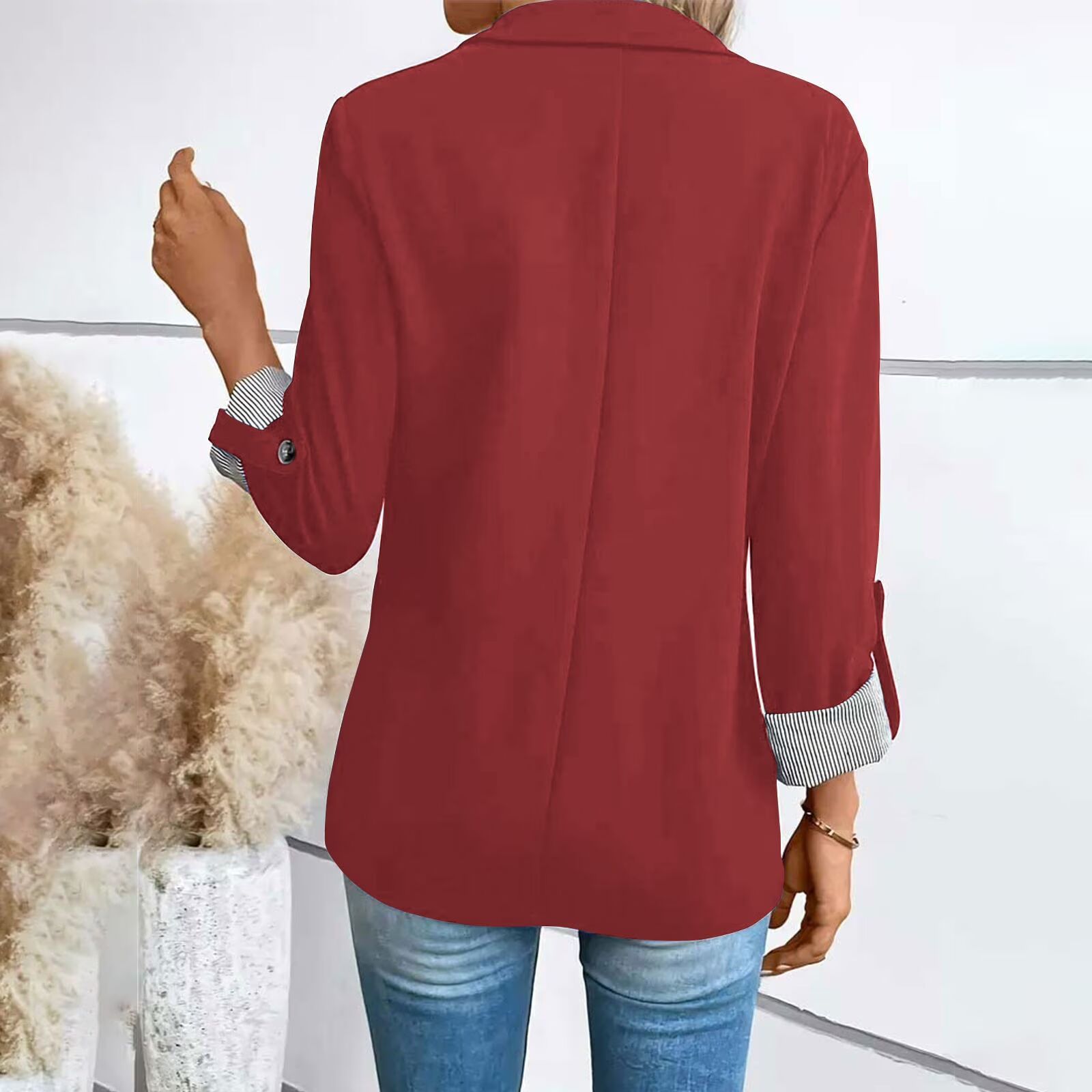 Women’s Open Front Casual Blazer | Long Sleeve Office Suit Jacket - Image 7