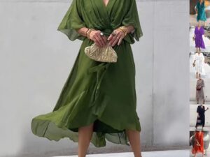 Batwing Sleeve V-Neck Summer Dress