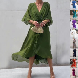 Batwing Sleeve V-Neck Summer Dress